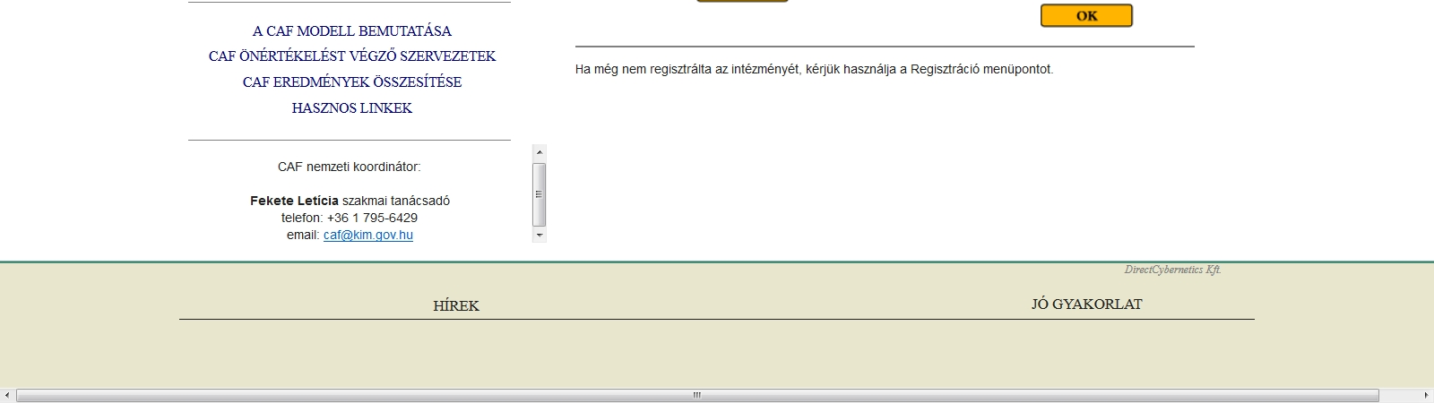 38. ábra: A CAF Online - 2013 önértékelést segítő rendszer nyitó képernyője.