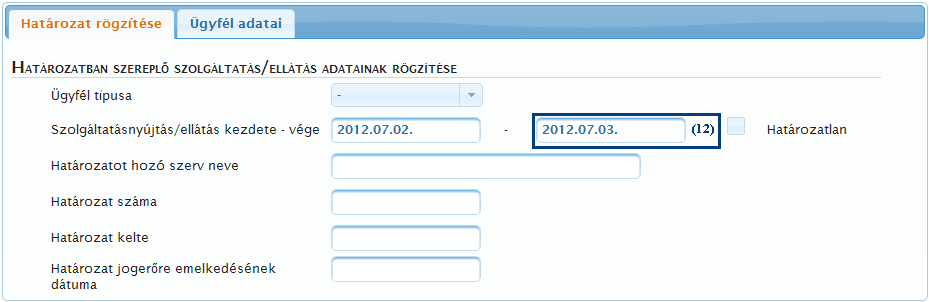 4.3.3. Elhelyezés határozattá alakítása Amikor az intézményhez eljut a szolgáltatásnyújtásra vonatkozó határozat, akkor azt a rendszerben rögzíteni kell.