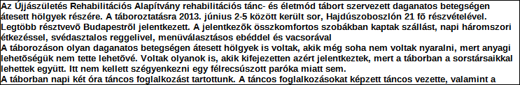 Támogatási program elnevezése: Támogató megnevezése: központi költségvetés Támogatás forrása: önkormányzati költségvetés nemzetközi forrás más gazdálkodó Támogatás időtartama: Támogatási összeg: -