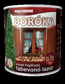 2 in 1 viasztartalommal Boróka Classic fabevonó lazúr alapozó és bevonó egyben Vízzel hígítható, selyemfényű, kiváló időjárásállósággal rendelkező vékonylazúr.