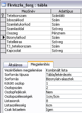 6 ACCESS GYAKORLATOK Az 1.1. ábrán a Tetelsorszam elıtti kulcsszimbólum jelzi, hogy a Tetelsorszam képezi a tábla elsıdleges kulcsát.