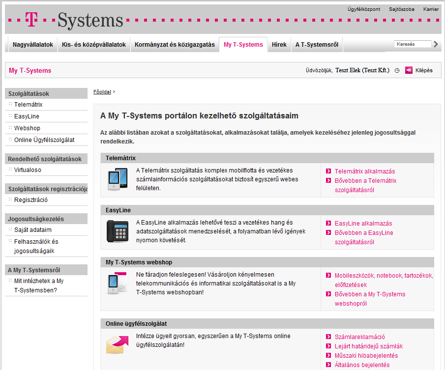 Admin MyTSystems jogosultságok A funkciók részletes ismertetését a MyTSystems felhaszánlói kézikönyv tartalmazza.