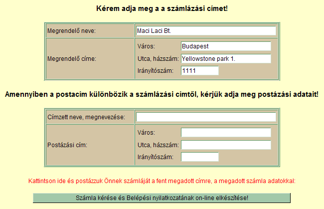 A táblázat helyes és értelemszerű kitöltése után kattintson a Kulcsgenerálás gombra. 7.