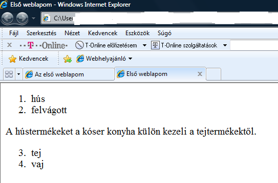 2.5.2. Rendhagyó rendezett listák A számozott listák kezdőértéke az 1-től eltérőre is beállítható, a listaelemekhez általunk választott értékek rendelhetők, ill.