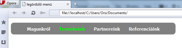 <style>.menu ul { display:none; }.menu { height:40px; width:520px; background:grey; border-radius:10px; }.menu li { position:relative; list-style:none; float:left; height:40px; }.
