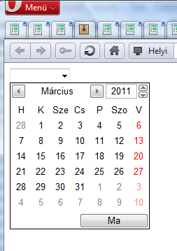 d) Időpont megadására alkalmas jellemzők: type= date type= month type= week type= time type= datetime Ezeknek a jellemzőknek a böngészők általi támogatottsága még elég változatos, ezért csak néhány