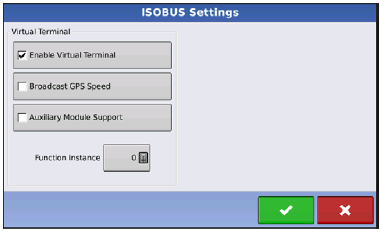 VIRTUÁLIS TERMINÁL (opcionális) A kijelző az ISO 11783 (ISOBUS) Virtual Terminal szabvánnyal kompatibilis. Ez engedélyezi számos ISOBUS kompatibilis eszköz támogatását.