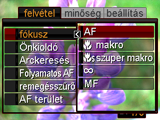 Haladó beállítások Az alábbi menü műveletek segítségével végezheti el a fényképezőgép különféle beállításait. A menüképernyőn megjelenő egyes beállításokat a vezérlőpanelen (34.