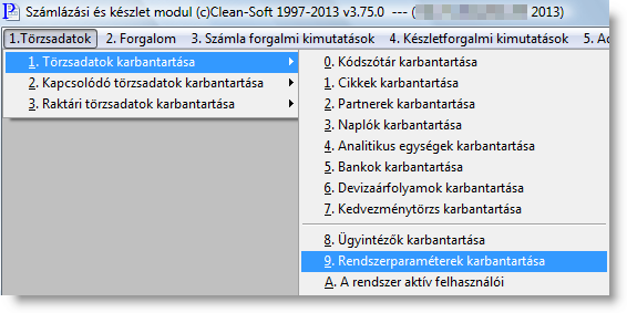 A to rzsadatok ko zu l ezu ttal a rendszerparame tereket va lasszuk ki!