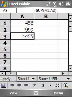 6.3 Excel Mobile A Microsoft Excel Mobile az asztali számítógépen lévő Microsoft Excel programmal működik együtt, könnyű hozzáférést biztosít a táblázatok másolataihoz.
