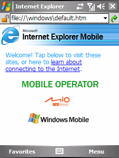 7.3 Az Internet Explorer Mobile használata Az Internet Explorer Mobile használatával a következő módokon nézhetjük meg a Weboldalakat: Csatlakozzunk az ISP-hez, vagy a hálózathoz, és böngésszük a