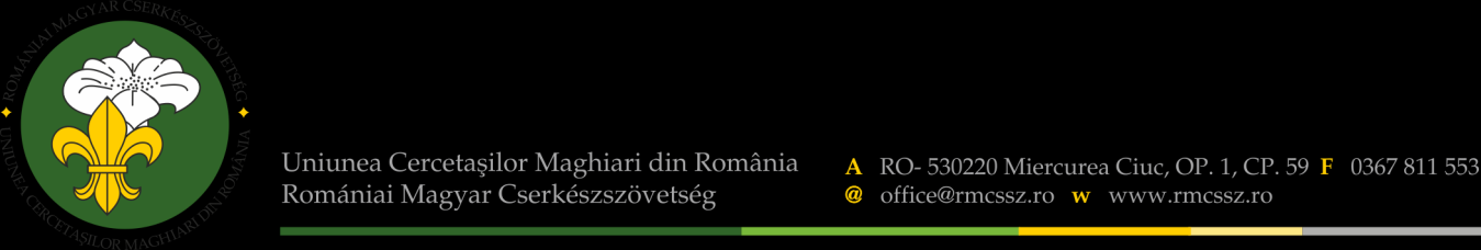 I. Rövidítések, jelmagyarázatok Szövetség = Romániai Magyar Cserkészszövetség SZMSZ a szövetség Szervezeti és Működési Szabályzata ASZ a szövetség Alapszabályzata VKMIKE Vezetőképzéssel,