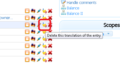 S63I03 Translate entry S63I03 Translate entry Click this icon to translate the entry to another scope. Translation is explained together with other operations in relation to entries.