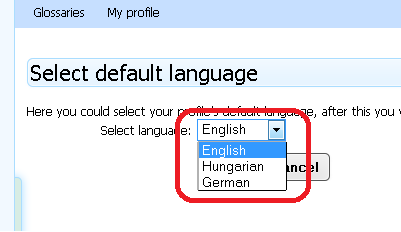 S16000 Select default language screen S16T01 Select default language S16T01 Select default language You are now in the Select default language menu S16M01