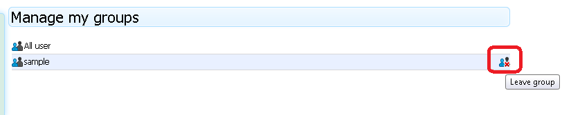 S17I05 Delete group S17I05 Delete group Click the icon to delete the group. You will not take away the permissions from group s subgroup with this icon.