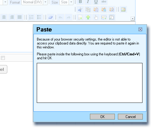 S22I07 Paste S22I07 Paste Paste the contents of the clipboard by first clicking on the icon and then use the Ctrl/Cmd+V keyboard shortcut on the upcoming screen.