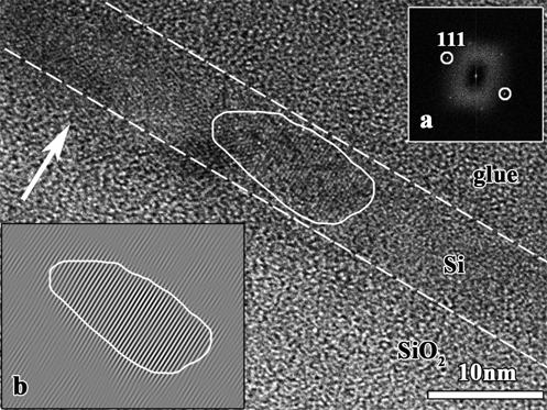 7.2 ábra: Nagy felbontású TEM felvétel egy 5 nm vastag nanokristályos szilícium vékonyrétegről. 7.3.