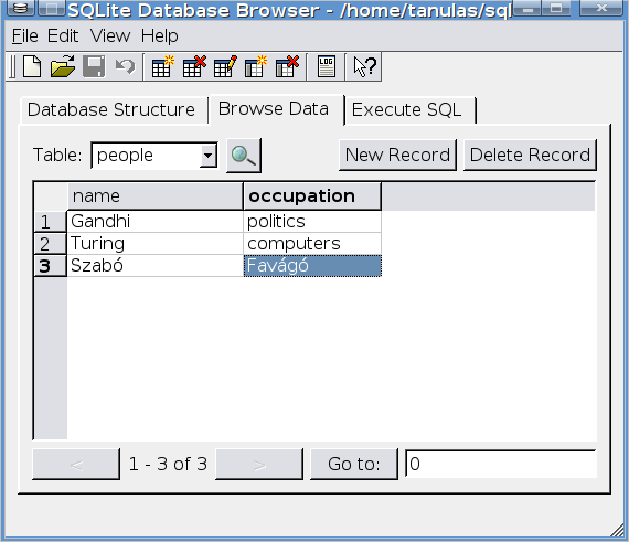Adatbáziskezelés SQLite - Lokális adatbáziskezelés és szokásos adatkezelő felületet ad, amin interraktív módon elvégezhetjük a legfontosabb feladatokat: adatbázisok létrehozása, megnyítása, SQL