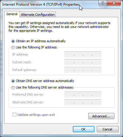 3. Az ipv4 IP beállítások automatikus lekéréséhez jelölje meg az Obtain an IP address automatically (IP-cím automatikus kérése) jelölőnégyzetet.