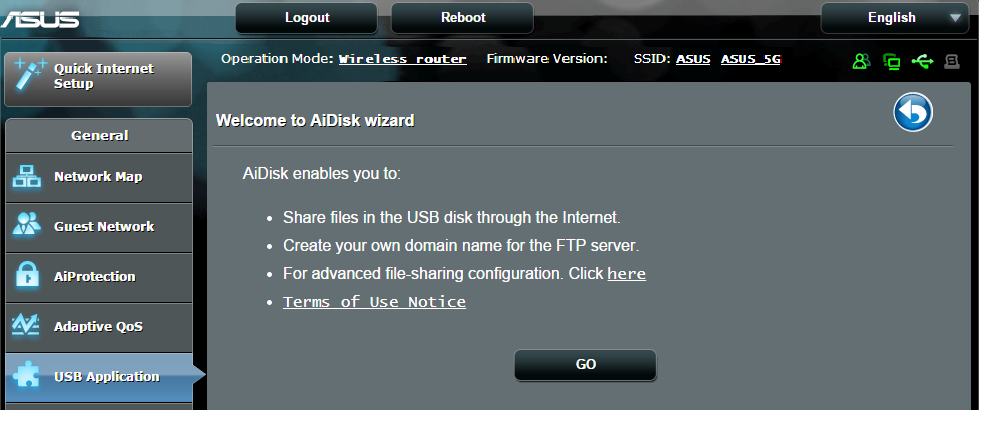 3.5 Az USB-alkalmazás használata Az USB-bővítés funkció AiDisk, Servers Center, Network Printer Server és Download Master almenüket biztosít. FONTOS!