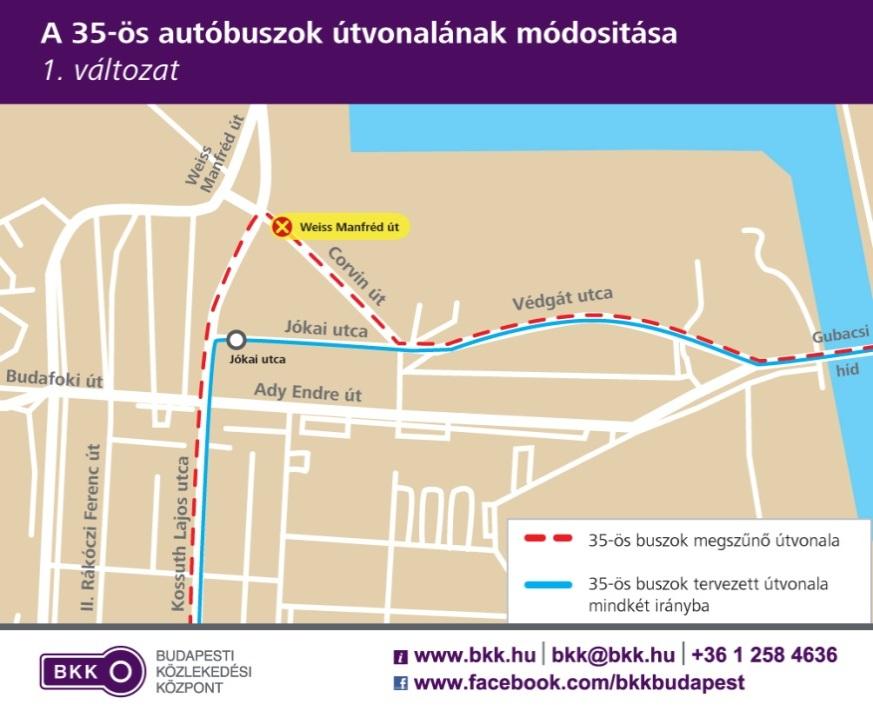 A 35-ös autóbusz útvonalának módosítása a Corvin út térségében 1) A társadalmi egyeztetésen meghirdetett javaslatok A BKK kikérte az utazóközönség véleményét a 35-ös viszonylat Corvin út térségi