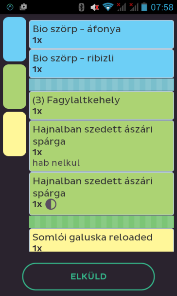 Klinng! 9 / 24 Megvan minden tétel, le akarom adni a rendelést. Ehhez be kell csukni az étlapot, hogy visszajussunk a noteszbe. Nyomd meg az Android vissza gombját, Ezt itt 4.