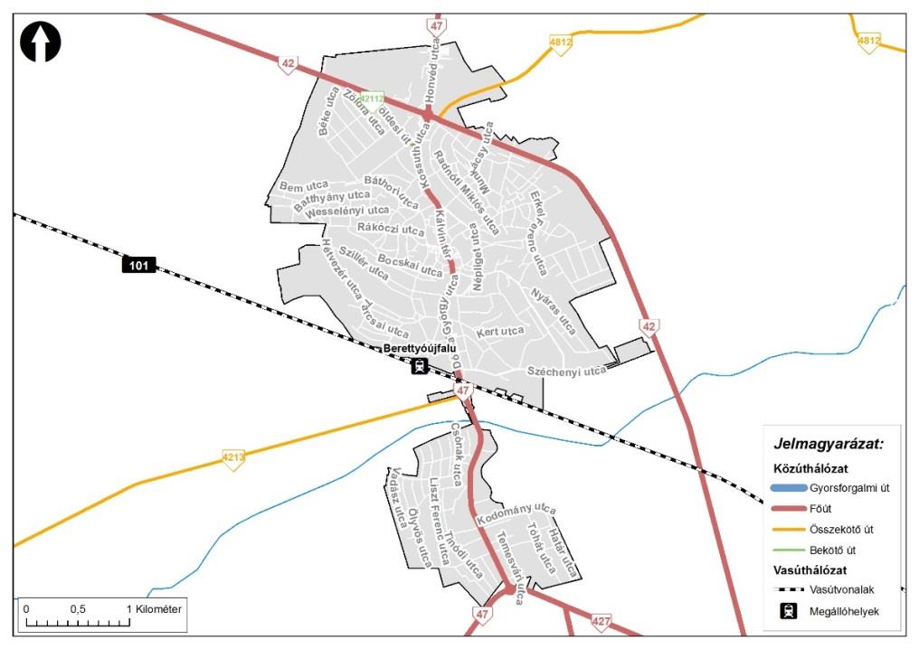 HELYZETFELTÁRÓ - HELYZETELEMZŐ - HELYZETÉRTÉKELŐ MUNKARÉSZEK 148 Közúti kapcsolatok tekintetében az M35 autópálya északi irányban főúton 45 km távolságban érhető el.