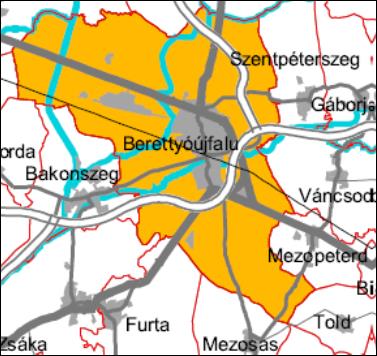 HELYZETFELTÁRÓ - HELYZETELEMZŐ - HELYZETÉRTÉKELŐ MUNKARÉSZEK 35 Települést érintő térségi övezetek: A magterület és pufferterület övezetei váltakozva fedik a települést nyugatról karéjozó ökológiai