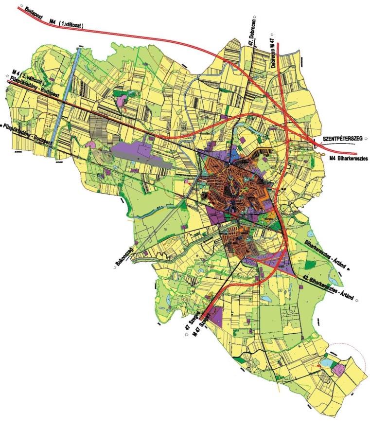 HELYZETFELTÁRÓ - HELYZETELEMZŐ - HELYZETÉRTÉKELŐ MUNKARÉSZEK 53 14. térkép: Az M4 és M47. sz.