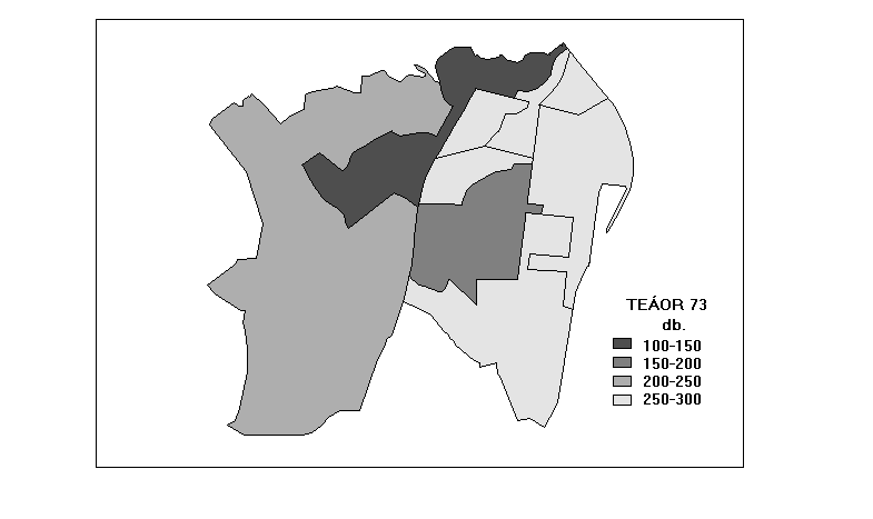 5. ábra. Budapest XI. kerületének belső tagoltsága Számítástechnikai tevékenységet is folytató cégek száma (db.