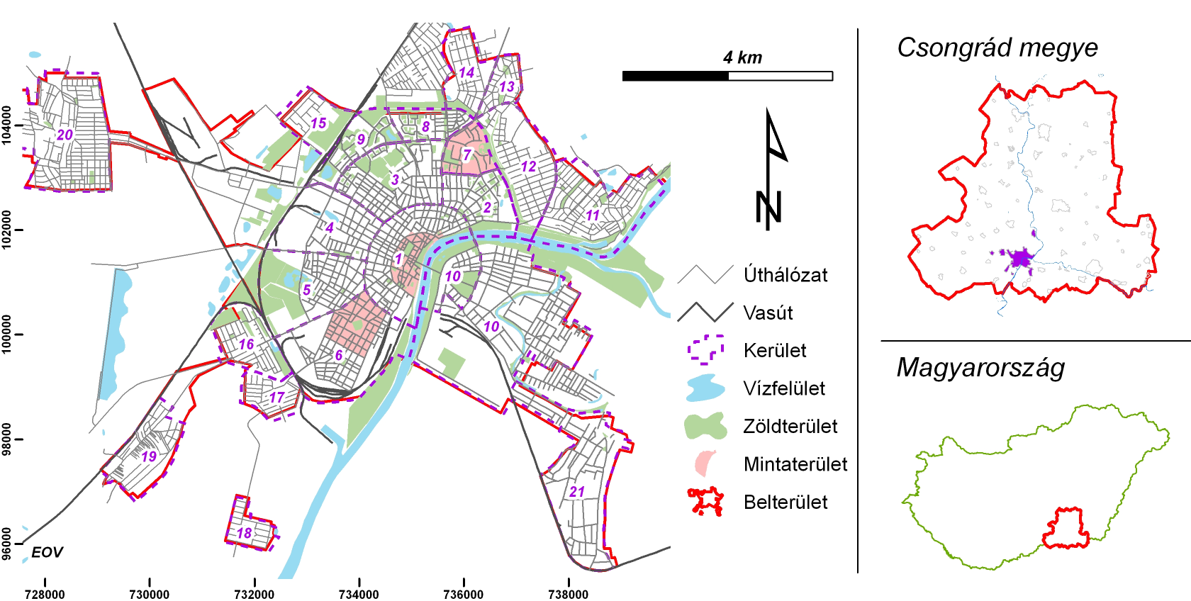 3.3. Városrészek mintaterületek A városrészek funkcionális lehatárolásában a fent részletezett történeti és társadalmigazdasági folyamatok játszottak szerepet. Az 3.2.