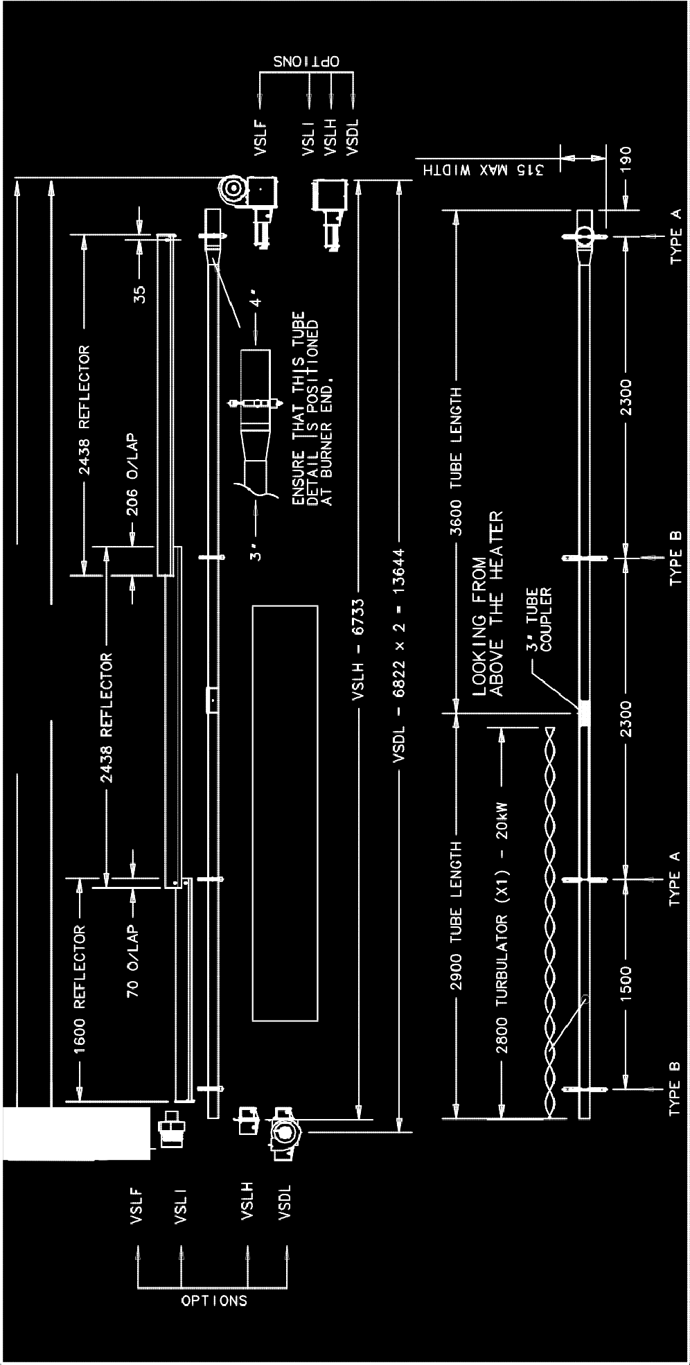 NB. VLSF ONLY USED ON NAT GAS VARIANTS FIGURE 2 VSLF - 6992 (6837 UNFLUED) VSLI
