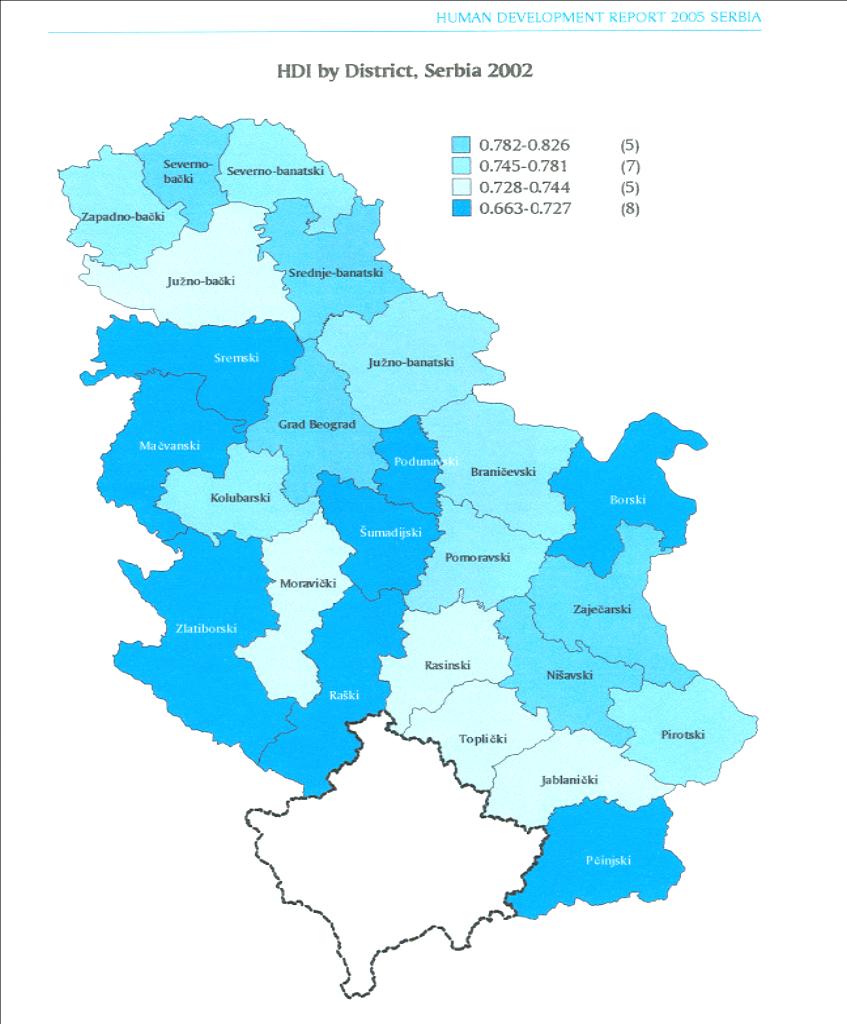 HDI index legmagasabb értékei: Beográd,