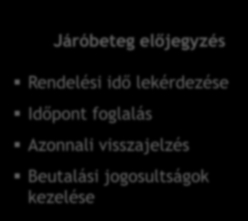 Kórtörténet Járóbeteg Intelligens előjegyzés lekérdezése átjáró Rendelési Dokumentumok Megjelenések idő lekérdezése listája gyorsító tárazása Időpont Dokumentáció Intelligens foglalás lekérdezése