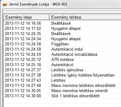 3.7.7. Letöltés A letöltés megkezdésének feltétele, hogy a kiválasztott jármű online állapotban és gyújtáson legyen, mivel csak ekkor működik a CAN kommunikáció és az autentikáció!