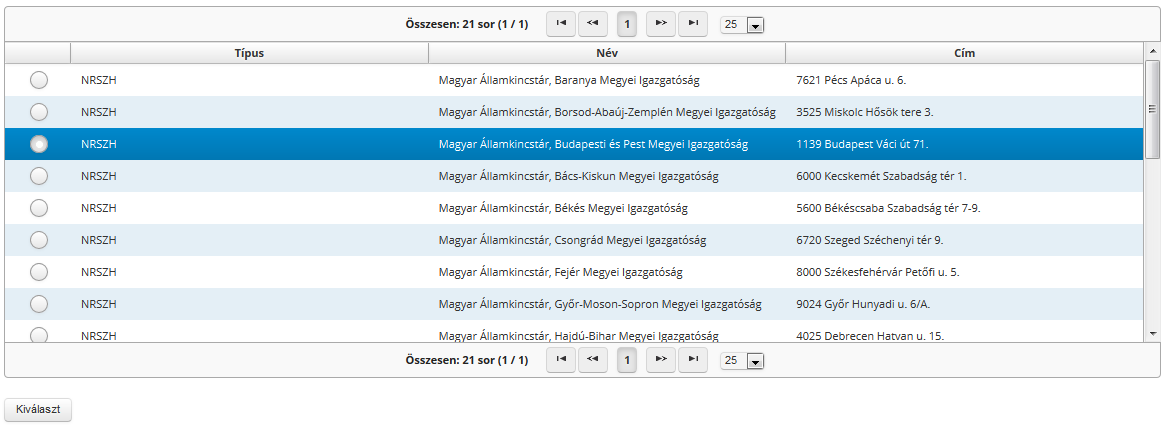 Az ügyviteli rendszernél válassza a MŰKENG-et, a munkatárscsoportnál a MŰKENG/Kincstári-betekintőt. A szervezet kiválasztásához kattintson a Kiválaszt gombra.