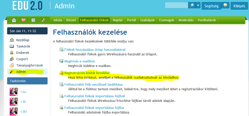 Ehhez válasszuk a Regisztrálj gombot! 1. ábra: bejelentkezés Az adminisztrátor itt adhatja meg az iskola nevét, adatait.