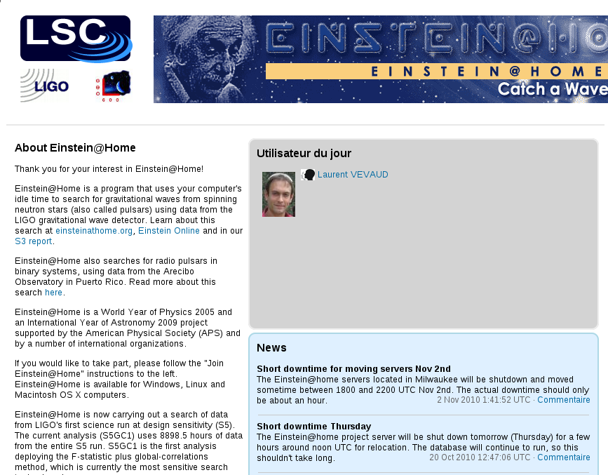 Az Einstein@home program http://einsteinathome.