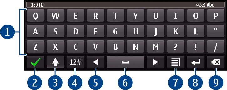 24 Alapvető használat 1 Virtuális billentyűzet 2 Bezár gomb - Bezárja a virtuális billentyűzetet. 3 Shift és caps lock - Nagybetűs karaktert írhatunk, ha kisbetűvel írunk, vagy fordítva.