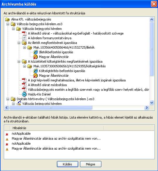 1 Az e-akta feltöltése az archívumba az e-szignó segítségével Az egyik lehetıség, hogy az e-szignó program segítségével tölti fel az aktát.