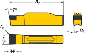 orout 1- és 2-élű Váltólapkák A TURN - UN orout 1 és 2-élű eszúráshoz edzett anyagoknál orout 1- és 2-élű - Váltólapkák Kis előtolás Kiválasztás feltétele, milliméter, col (, ) Tűrések, (col): l a=