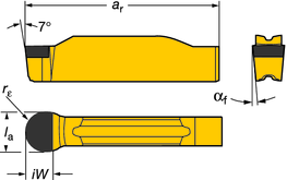 orout 1- és 2-élű Váltólapkák A TURN - UN orout 1 és 2-élű Alumínium alakesztergálás orout 1- és 2-élű - Váltólapkák Kiválasztás feltétele, milliméter, col (, ) Tűrések, (col): l a= ±0.02 (±.