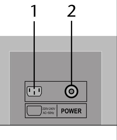 Priklop na elektriko Vtič naprave povežite s priloženim kablom na priključek 230-V ~ 50 Hz na napravo (1) in omrežni vtič z dobro dosegljivo električno vtičnico 230 V ~ 50 Hz.
