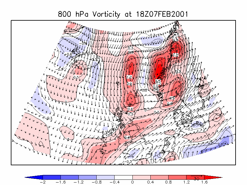Az 500 hpa-os szint hőmérsékleti mezejében jól látszik az északias hideg levegő betörése, ami már eléri a Brit-szigeteket (55. ábra).
