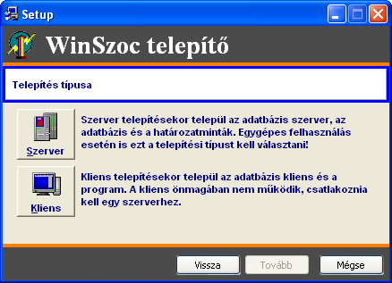 23.2. Telepítési útmutató Hálózat esetén a szoftvert és az adatbázis-kezelőt nemcsak a központi gépre, hanem a munkaállomásokra is telepíteni kell.