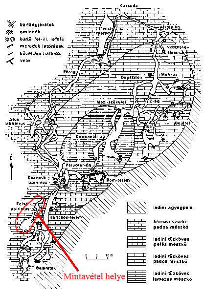 6. térkép: A Létrásivizes-barlang földtani