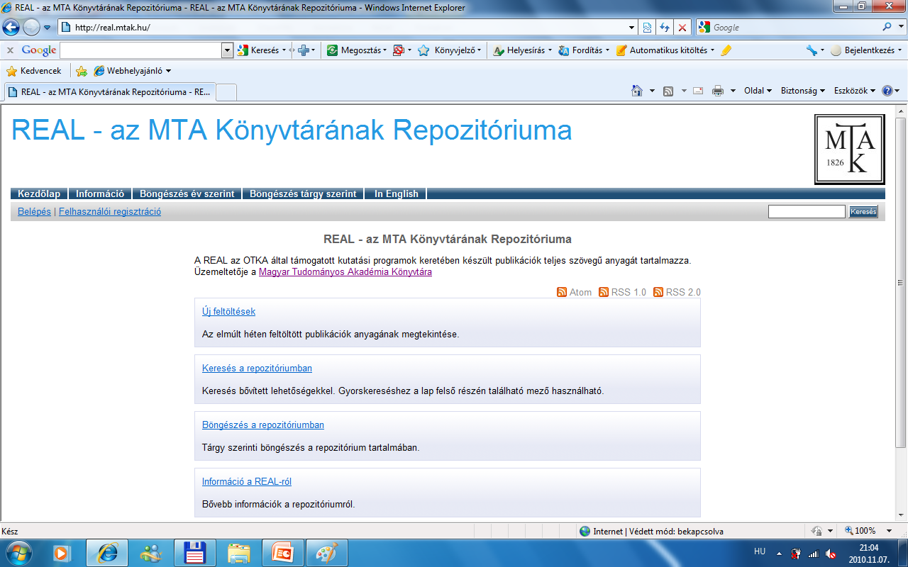 Hazai repozitóriumok MTA