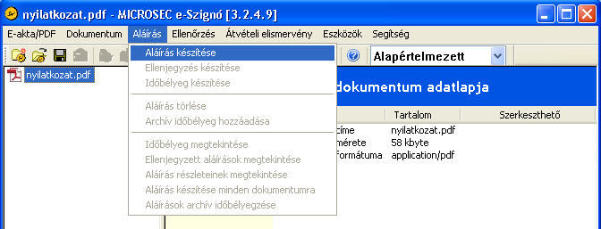 Telepítést követıen készítsünk próba-aláírást, és állítsuk be az idıbélyegzéshez használt felhasználónevünket és jelszavunkat. Hogyan készíthetek elektronikus aláírást?