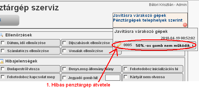 Belépés ablak ábra A belépést követően elindul a szervíz modul.