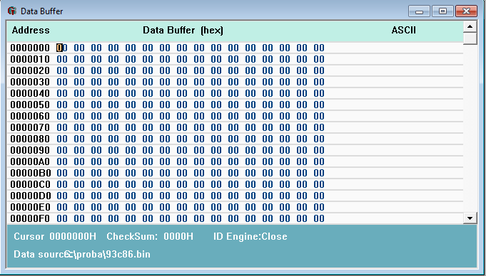 Tároló ablak ismertetése: A tároló ablak a View menü Open Data Buffer menüponttal nyitható meg, de általában a